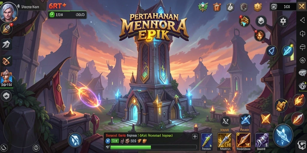 Gameplay menarik dari 6RT menunjukkan strategi Tower Defense.