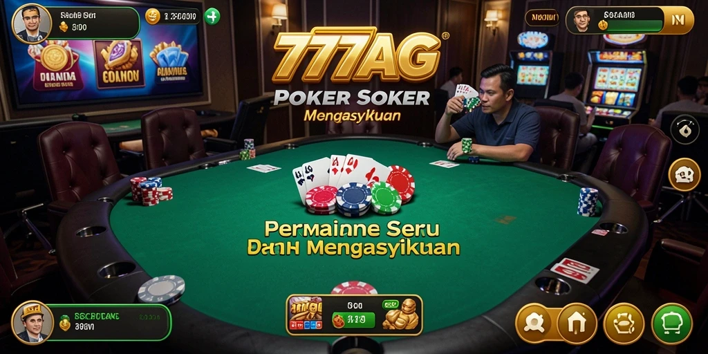 Screenshot dari permainan poker yang menarik dan menantang.