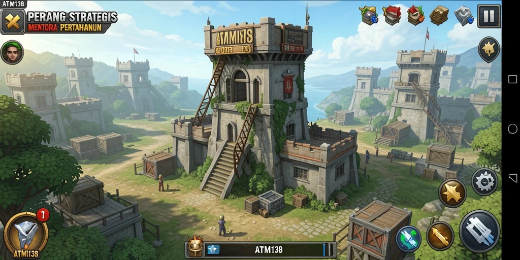 Tampilan gameplay menara pertahanan yang seru dan menantang.