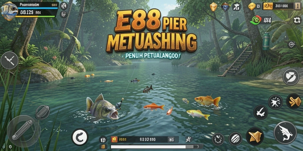 Tampilan screenshot utama E88 dengan aksi memancing yang seru.