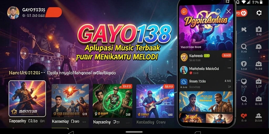 Tampilan gameplay interaktif GAYO138 dengan pengguna menikmati musik.