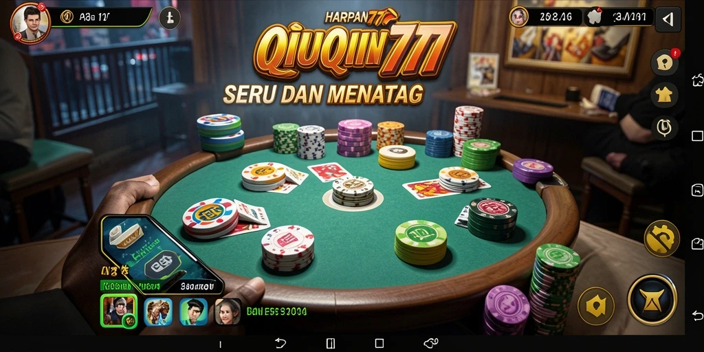 Tampilan seru dari gameplay QiuQiu di HARAPAN777.