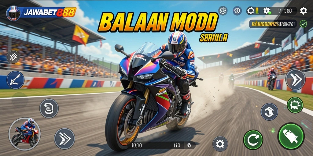 Tampilan gameplay seru balapan motor di JAWABET88.
