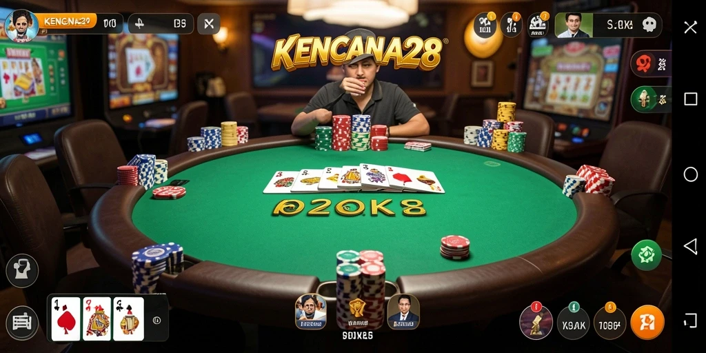 Tampilan layar utama KENCANA28 dengan gameplay seru poker.
