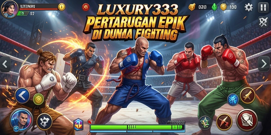 Screenshot gameplay LUXURY333 menampilkan pertarungan yang intens dan karakter unik.