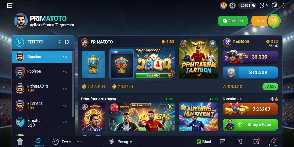 Gameplay PRIMATOTO yang menegangkan dan interaktif dalam aplikasi Sportsbook.