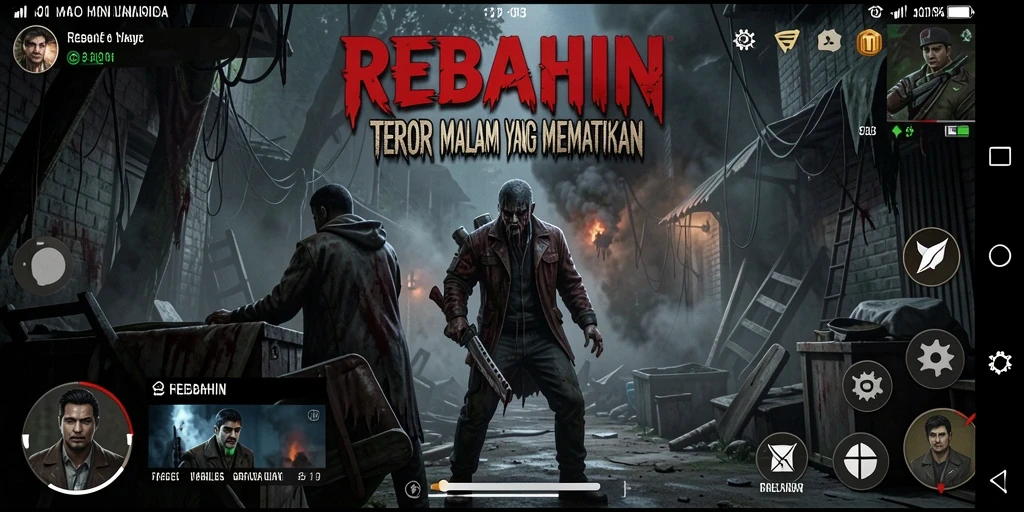 Tangkapan layar REBAHIN menampilkan suasana mencekam dalam gameplay.