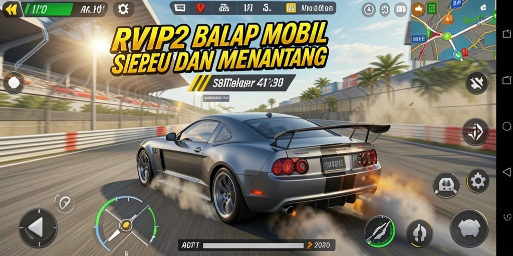 Tampilan layar dari gameplay balap yang menegangkan di RVIP2.