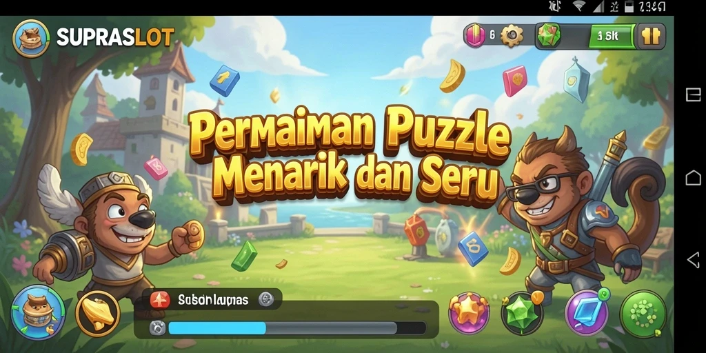 Screenshot permainan SUPRASLOT yang menunjukkan gameplay Puzzle yang menantang.